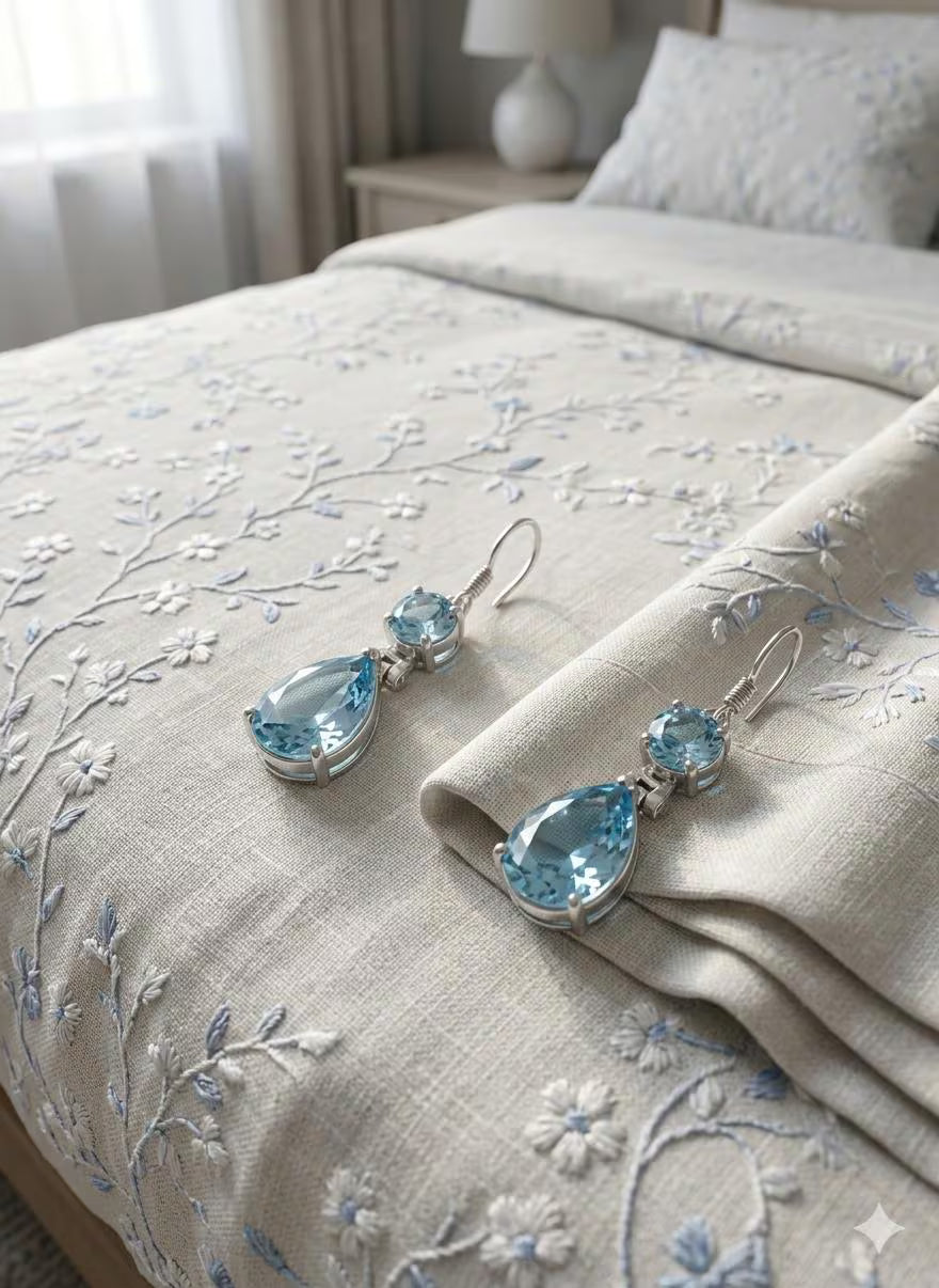 Elegant Sky Blue Teardrop Dangle Earrings – Artisan Crafted