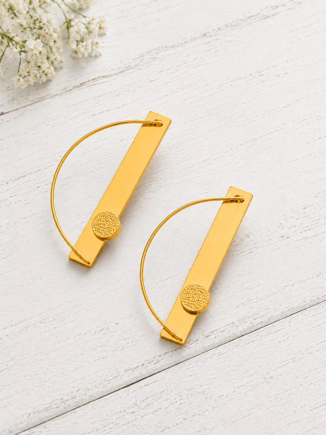 Minimalist Gold Hoop Bar Earrings, Geometric Statement Earrings, Handmade Modern Dangle Earrings, Gift for Her, Boho Jewelry