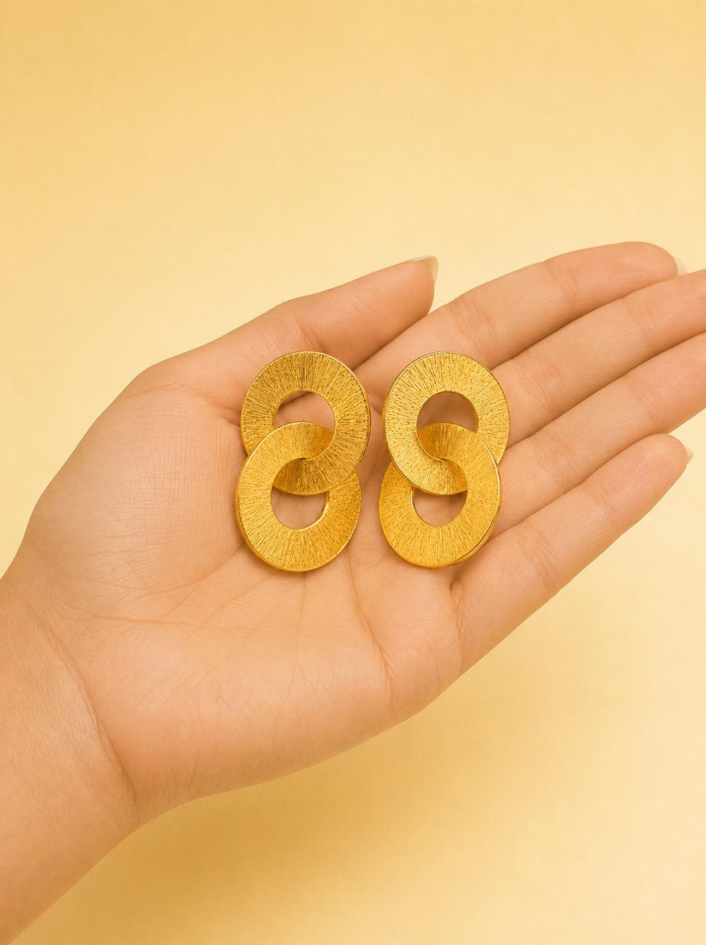 Minimalist Gold Double Circle Dangle Earrings, Textured Statement Earrings, Geometric Drop Earrings, Handmade Gold Disc Earrings, Modern Jewelry Gift for Her